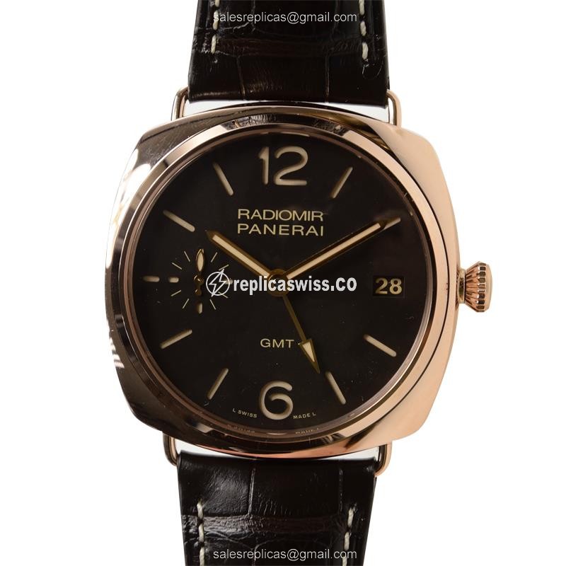 Luxurious Panerai PAM00421 Radiomir Manual Wind in 18kt Gold with Black Dial Alligator Strap
