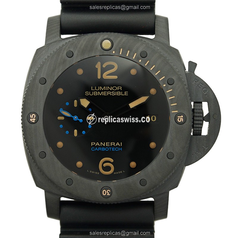 Luxurious Panerai PAM00616 LUMINOR Carbon Fiber Replica, Automatic Movement & Black Dial, Exquisite