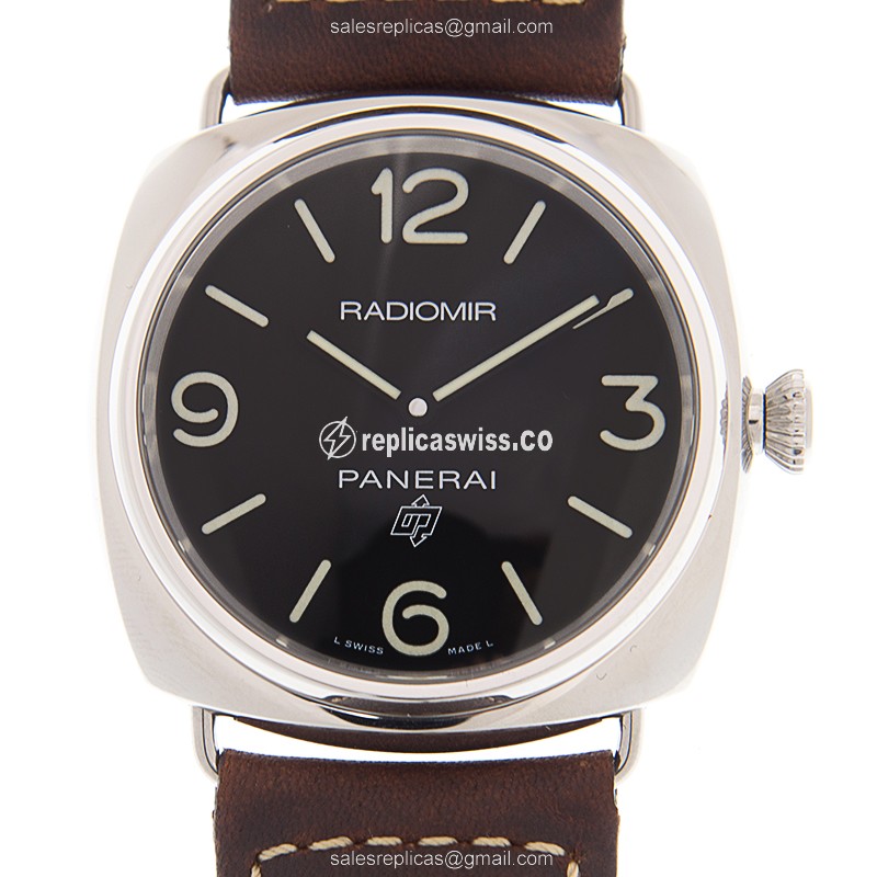Luxurious Panerai PAM00753 RADIOMIR Replica with Manual Wind Movement Black Dial on Brown
