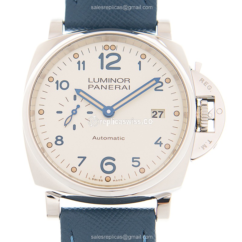 Luxurious Panerai PAM00906 LUMINOR Replica with White Dial & Automatic Movement Watch