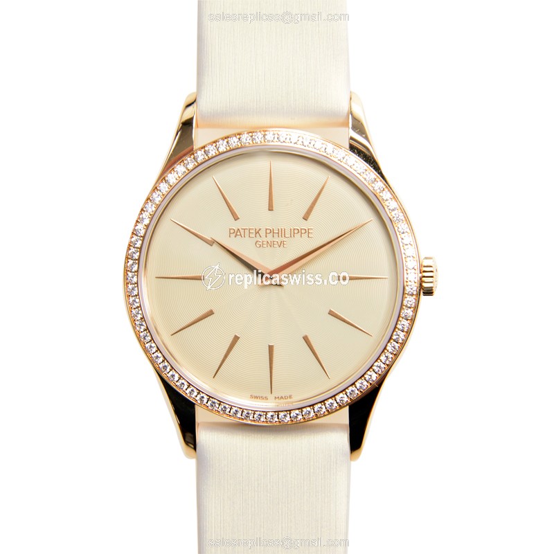 Luxurious Patek Philippe 4897R-010 Calatrava Manual Wind in 18kt Rose Gold with Beige Dial and