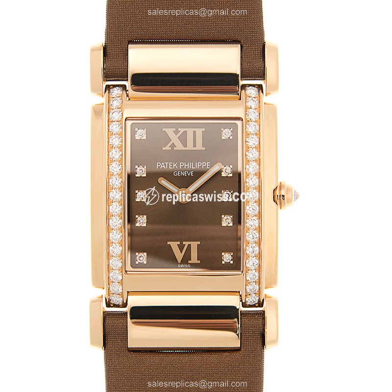 Luxurious Patek Philippe 4920R-001 Replica in 18kt Gold with Brown Dial & Silk Strap Watch