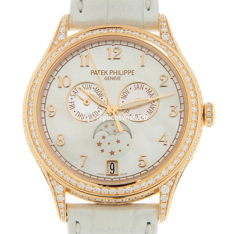 Luxurious Patek Philippe 4948R-001 Replica with White Dial & 18kt Rose Gold Case Watch