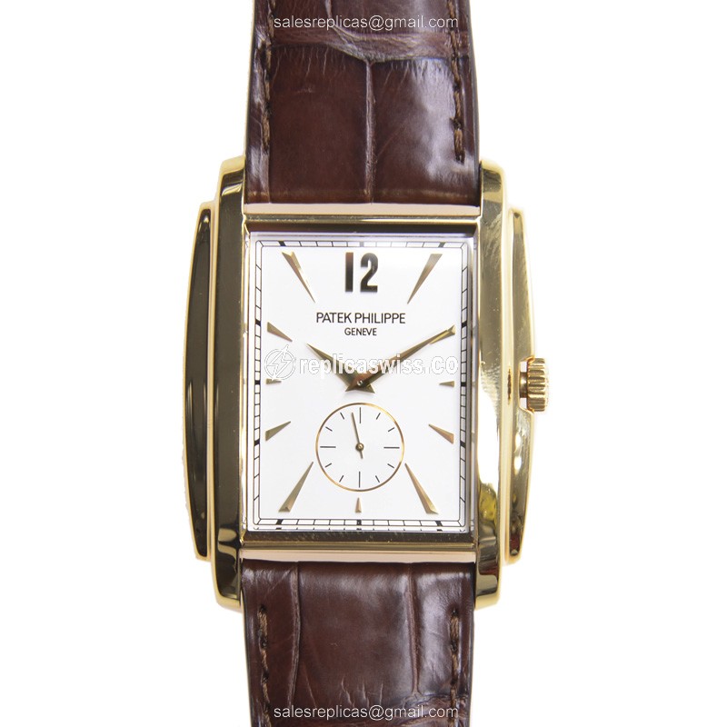 Luxurious Patek Philippe 5124J-001 GONDOLO Replica in 18kt Yellow Gold with White Dial & Alligator