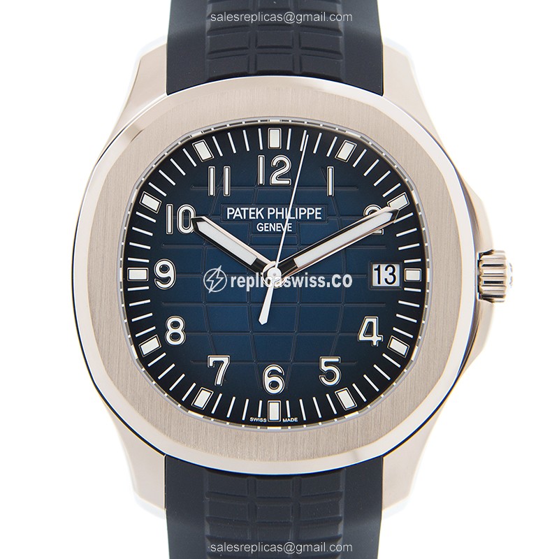 Luxurious Patek Philippe 5168G-001 AQUANAUT Replica, Automatic Movement, Blue Dial, 18kt Gold Case