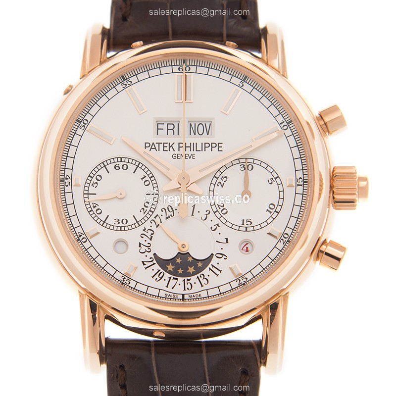 Luxurious Patek Philippe 5204R-001 Replica with White Dial 18kt Gold Case Watch