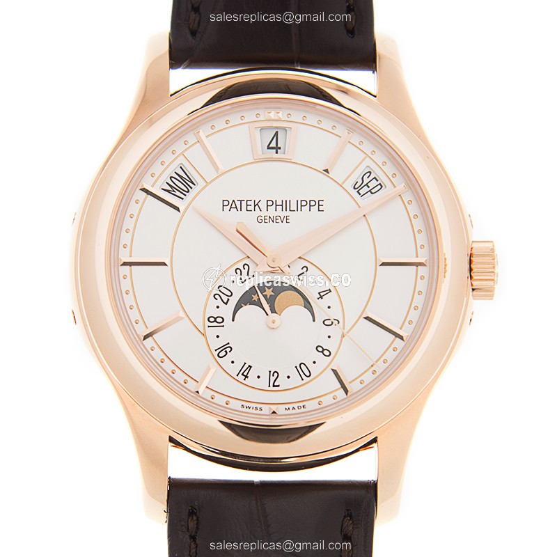 Luxurious Patek Philippe 5205R-001 Replica, Automatic Movement, 18kt White Gold Dial & Brown