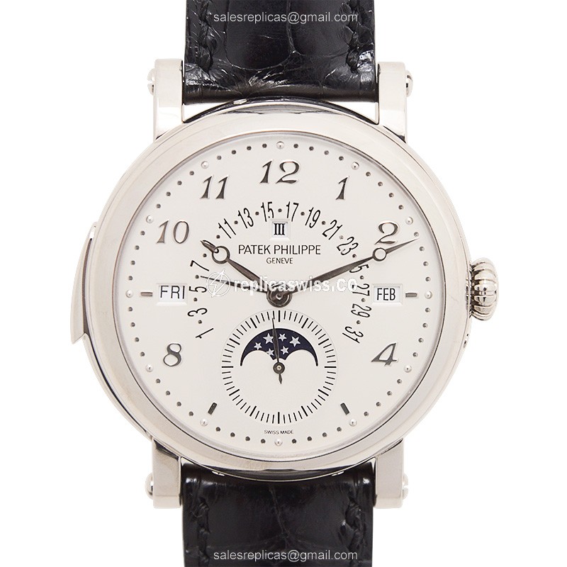 Luxurious Patek Philippe 5213G-001 Grand Complications Replica in 18kt Gold with White Dial and
