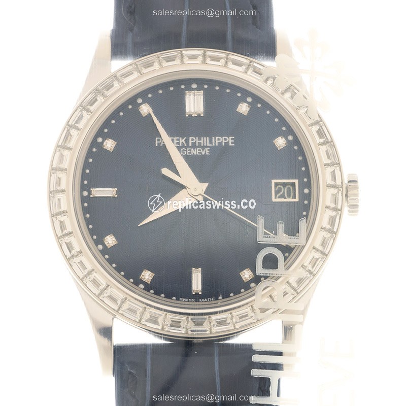 Luxurious Patek Philippe 5298P-014 Calatrava Replica in 950 Platinum, Automatic Movement, Blue