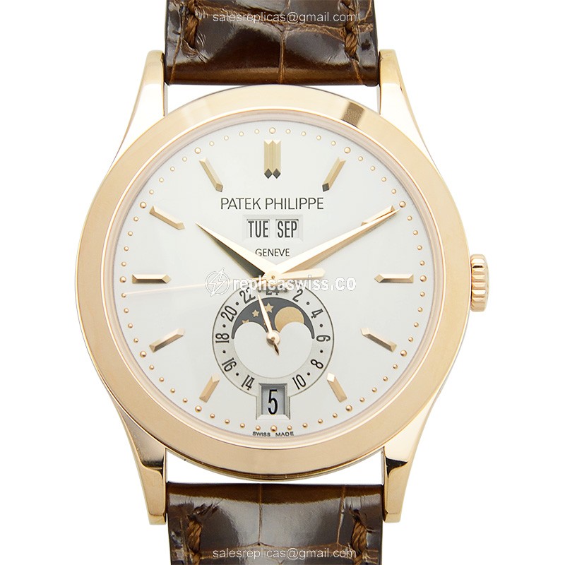 Luxurious Patek Philippe 5396R-011 Automatic Replica in 18kt Rose Gold, White Dial & Alligator