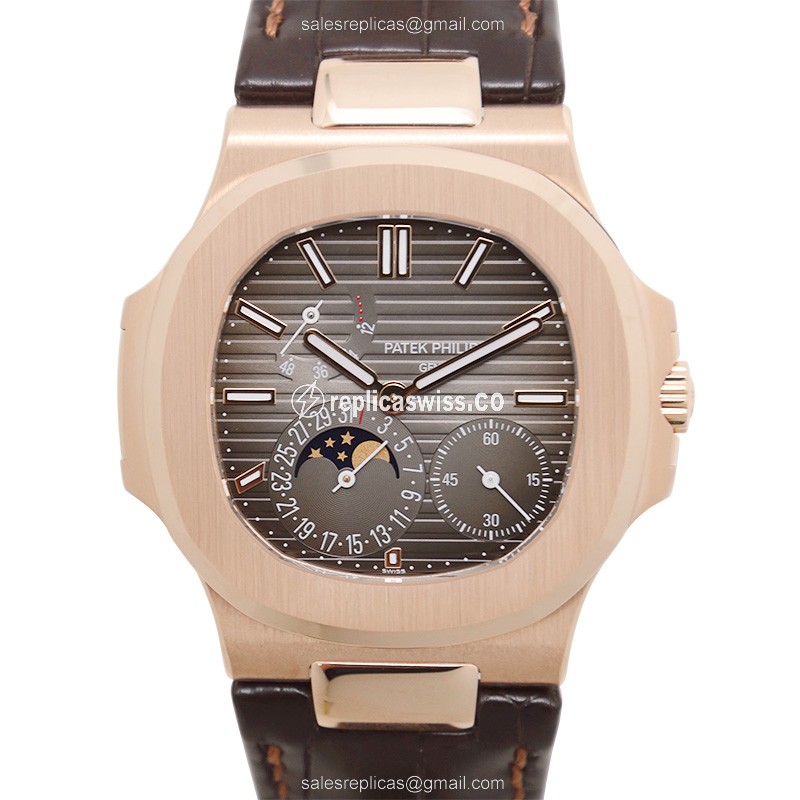 Luxurious Patek Philippe 5712R-001 Nautilus Replica in 18kt Rose Gold, Automatic Movement & Dark