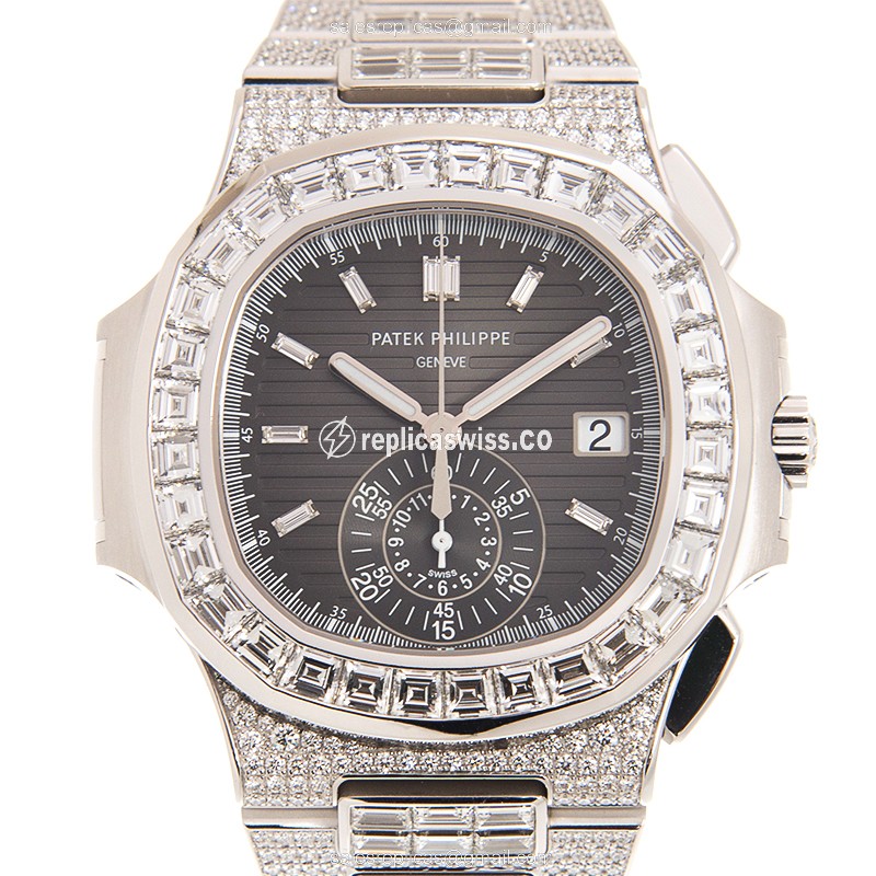 Luxurious Patek Philippe 5980/1400G-010 Nautilus Replica, Automatic Movement, 18kt White Gold Bezel