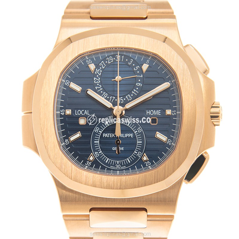 Luxurious Patek Philippe 5990/1R-001 Nautilus Replica | Automatic Movement, 18kt Gold Case & Blue