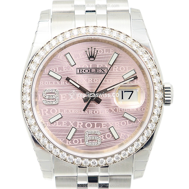 Luxurious Pink Dial Rolex Datejust Replica, Automatic Movement in 18kt Steel, Exquisite Silver