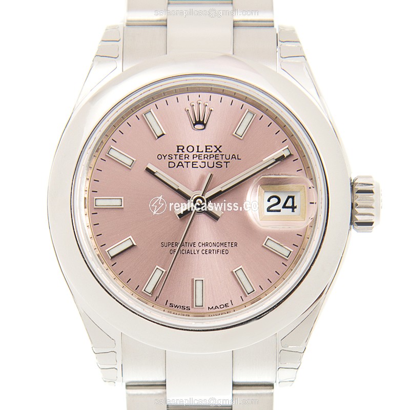 Luxurious Pink Dial Rolex Lady Datejust Replica, Automatic Movement & Stainless Steel Case Watch