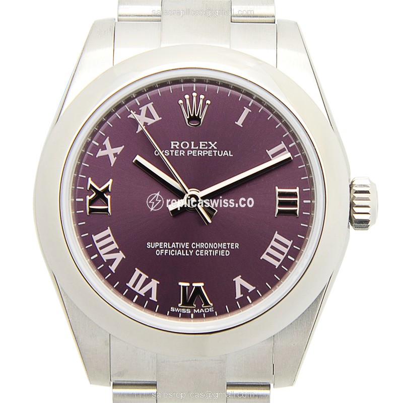 Luxurious Purple Dial Rolex 177200PURPLERN Oyster Perpetual Replica in Stainless Steel Automatic