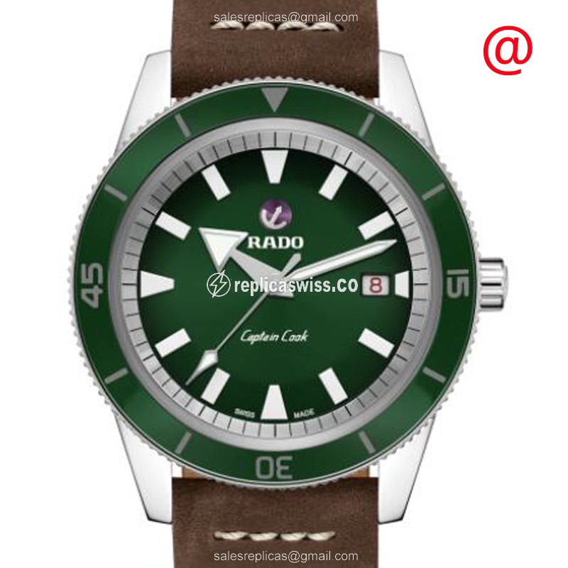 Luxurious Rado Captain Cook Replica Watch in Stainless Steel with Green Dial Automatic Movement