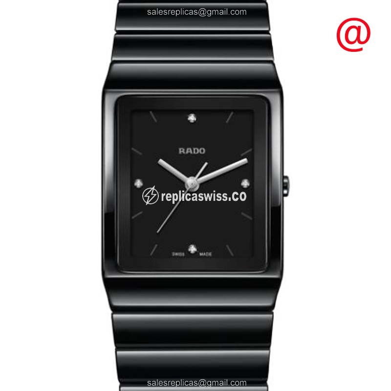 Luxurious Rado Integral Replica Watch in Black Ceramic, Quartz Movement, Crystal Bezel