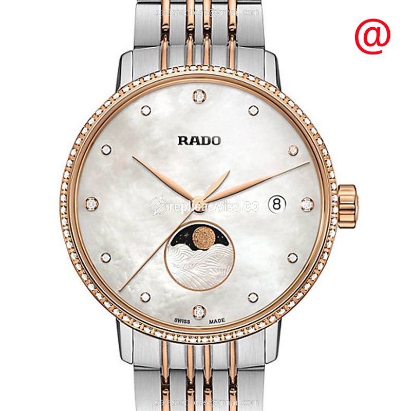 Luxurious Rado R22882923 COUPOLE Classic in White Dial Gold-Plated Stainless Steel, Automatic