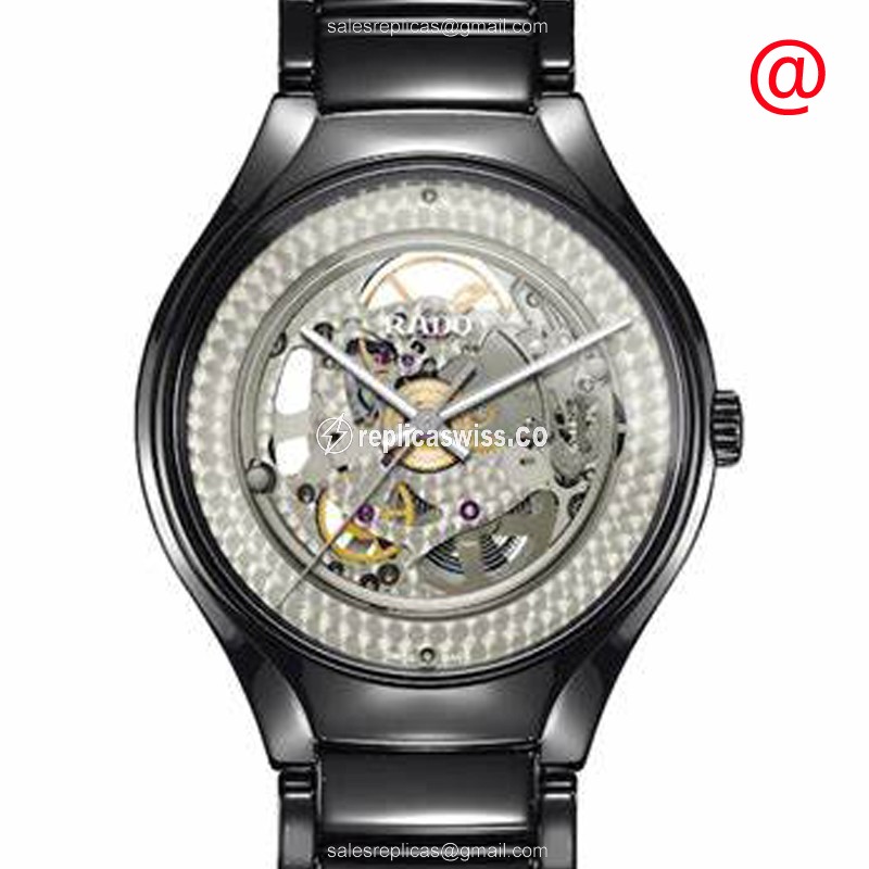 Luxurious Rado R27100122 Automatic Replica with Silver Dial Black Ceramic Strap Watch