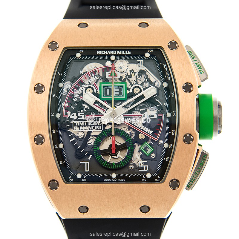 Luxurious Richard Mille RM11-01 Man Series Automatic in 18kt Rose Gold with Black Dial & Rubber