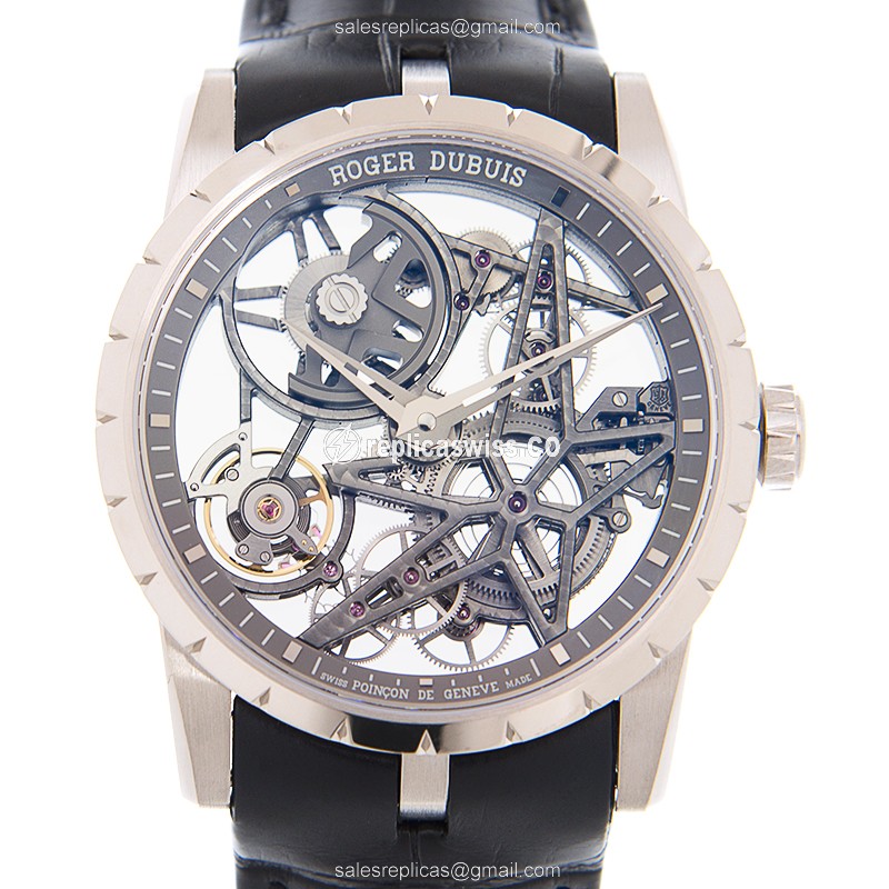 Luxurious Roger Dubuis RDDBEX0507 EXCALIBUR Automatic Steel Replica with Skull Dial & Black