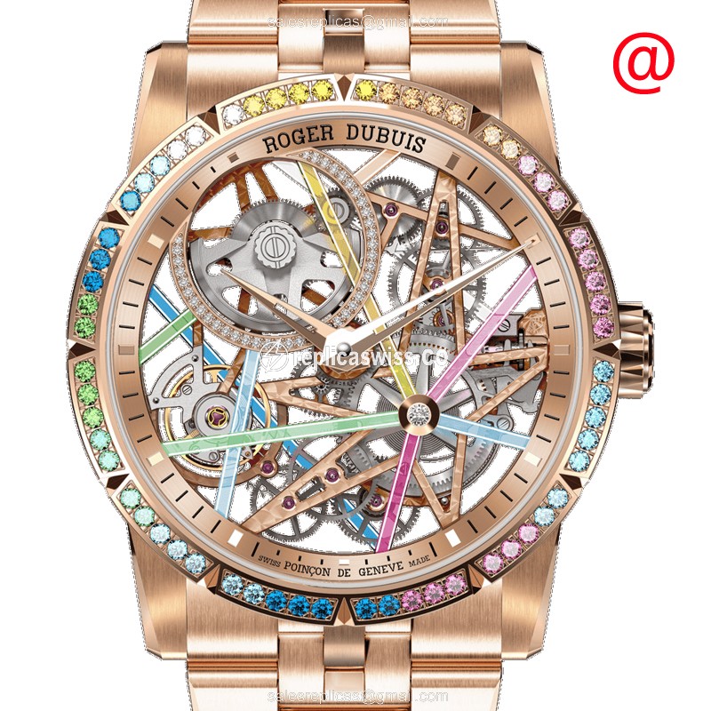 Luxurious Roger Dubuis RDDBEX0861 Excalibur Replica, Automatic Movement, 18kt Gold Case & Sapphire