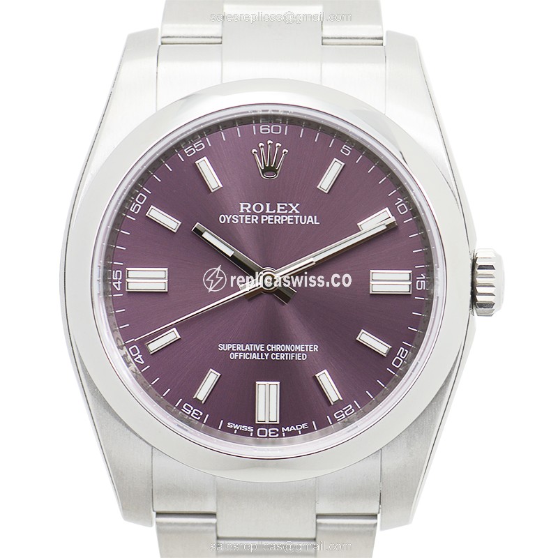 Luxurious Rolex 116000PU OYSTER PERPETUAL Replica with Automatic Movement Purple Dial Watch