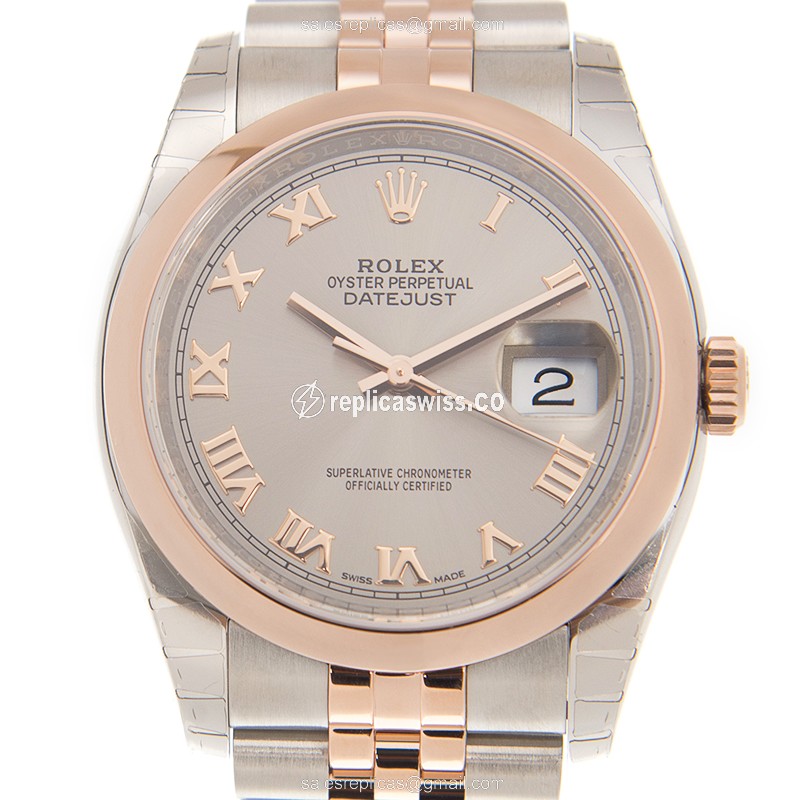 Luxurious Rolex 116201 DATEJUST Replica in 18kt Steel & Rose Gold, Automatic Movement & Gray Dial
