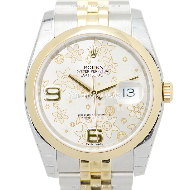 Luxurious Rolex 116203 DATEJUST Replica in 18kt Gold & Steel Case with Silver Dial Watch