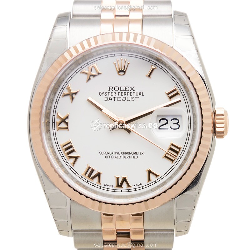 Luxurious Rolex 116231 DATEJUST Replica, Automatic Movement, 18kt Steel Case & White Dial Watch