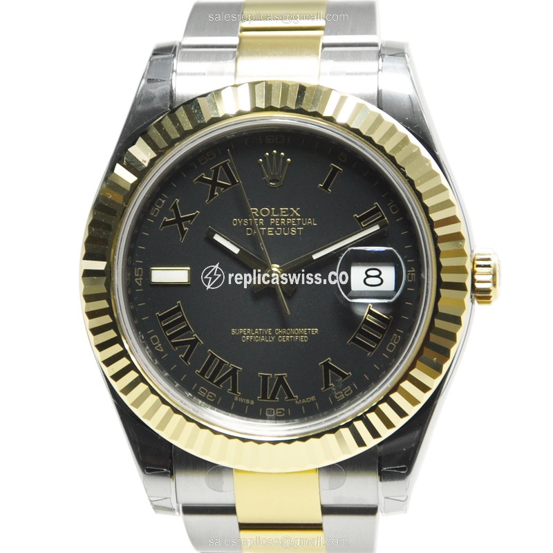 Luxurious Rolex 116333 DATEJUST Replica in 18kt Gold & Steel, Automatic Movement & Black Dial Watch