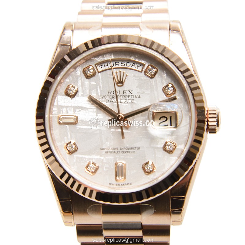 Luxurious Rolex 118235F DAY-DATE Replica in 18kt Gold, Automatic Movement, White Dial Watch