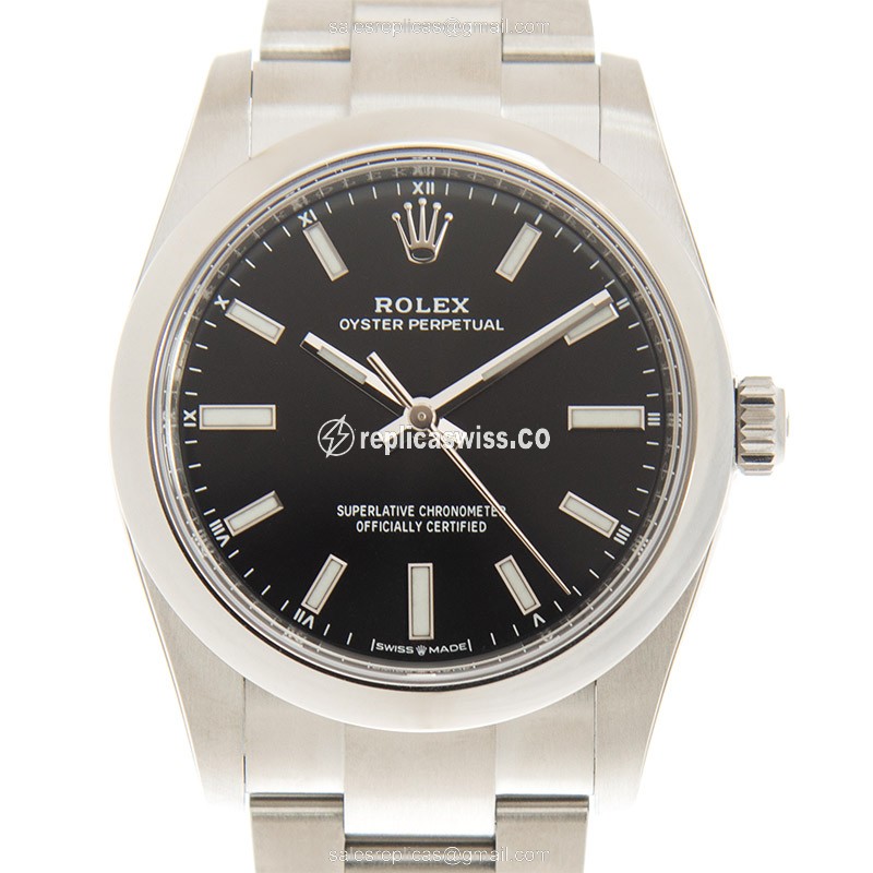 Luxurious Rolex 124200-0002 OYSTER Perpetual Replica with Black Dial Steel Case Watch