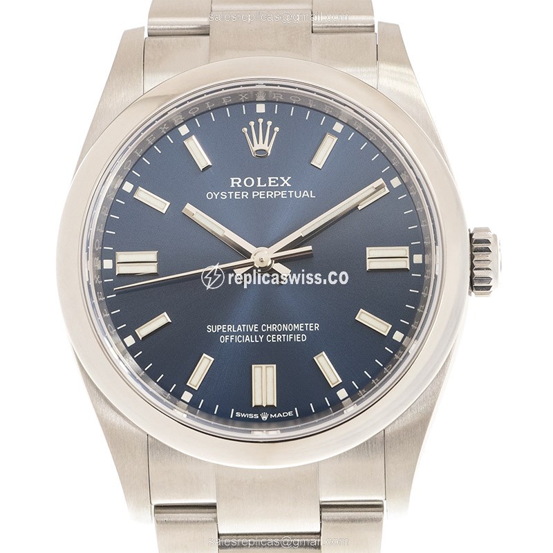 Luxurious Rolex 126000-0003 Oyster Perpetual Replica with Blue Dial Stainless Steel Case Watch