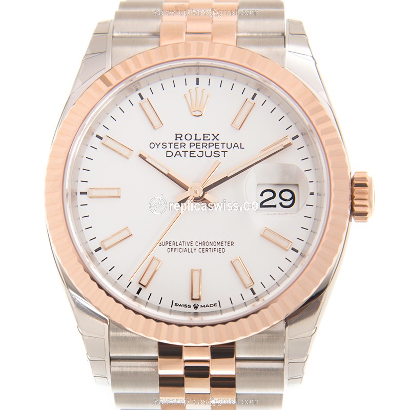Luxurious Rolex 126231-0017 DATEJUST Replica in White Dial & 18kt Gold Case Watch