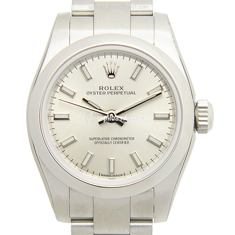 Luxurious Rolex 176200-0015 OYSTER PERPETUAL Replica with Automatic Movement Silver Dial Watch