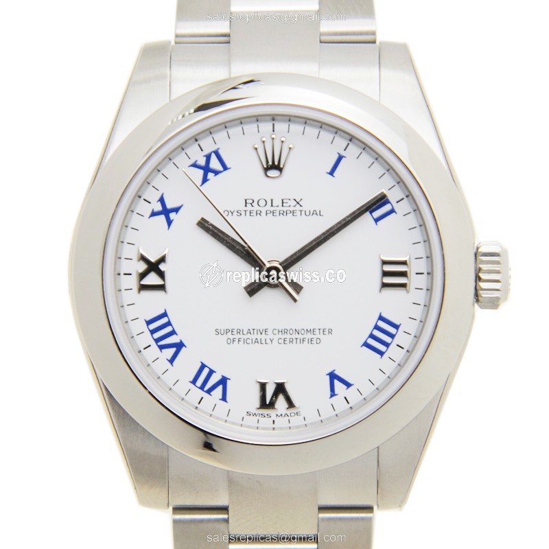 Luxurious Rolex 177200WTRN OYSTER PERPETUAL Automatic Steel Case, White Dial & Silver Band Watch