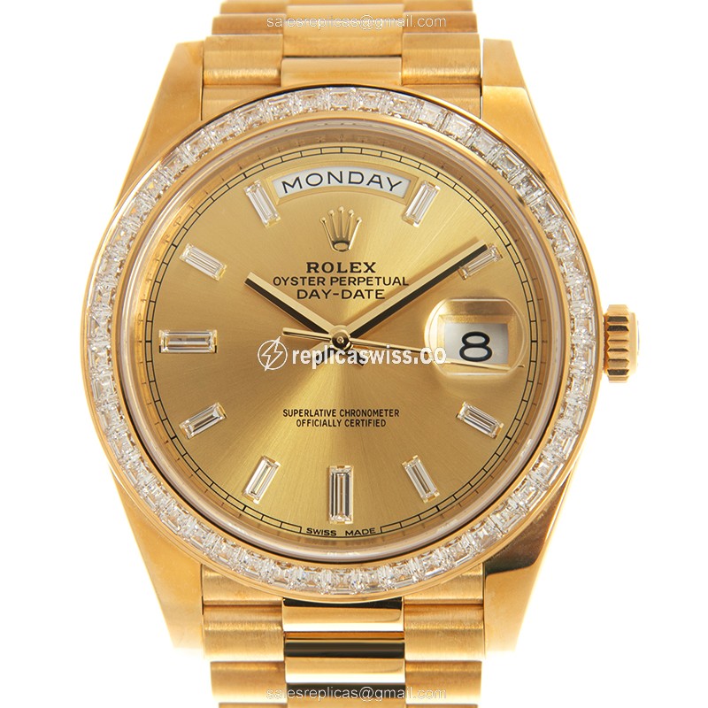Luxurious Rolex 228398TBR-0002 Replica with Gold Automatic Movement 18kt Gold Case Watch