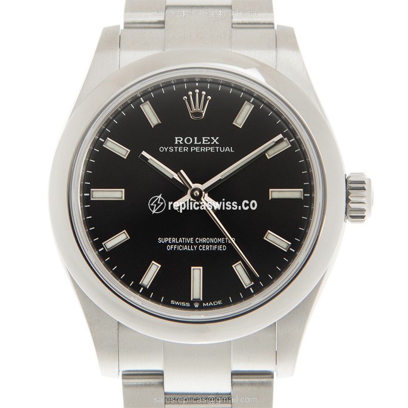 Luxurious Rolex 277200-0002 OYSTER PERPETUAL Replica in Black Dial & Stainless Steel Case Watch