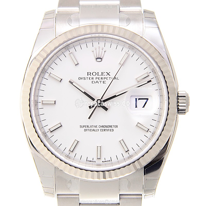 Luxurious Rolex Datejust 115234-0003 Replica in 18kt White Gold & Steel Case with Automatic