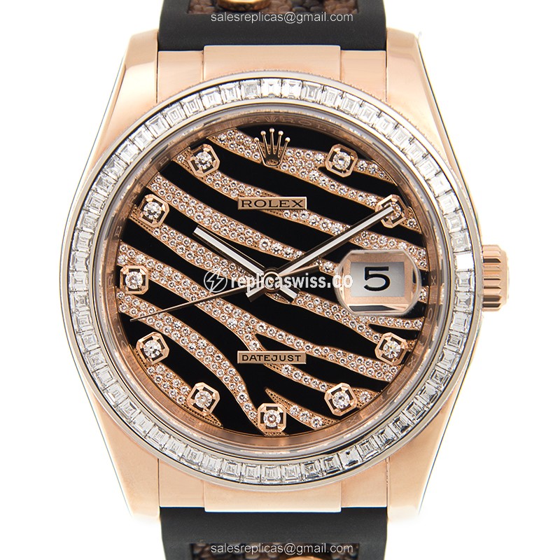Luxurious Rolex Datejust 116185BBR Replica in 18kt Rose Gold, Automatic Movement, Black Dial