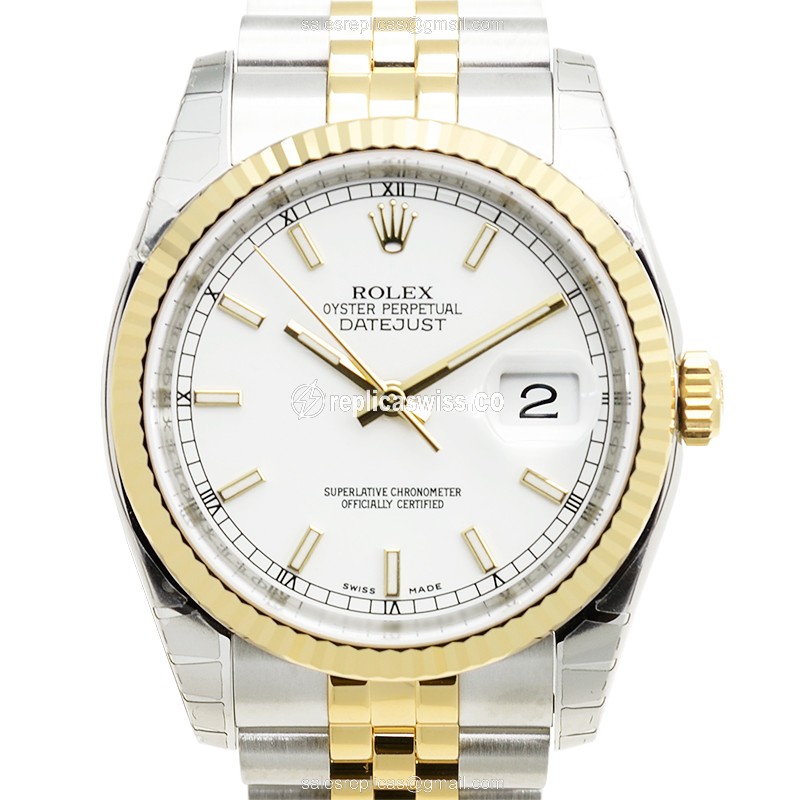 Luxurious Rolex DATEJUST 116233 Replica in 18kt Gold & Steel, Automatic Movement & White Dial Watch