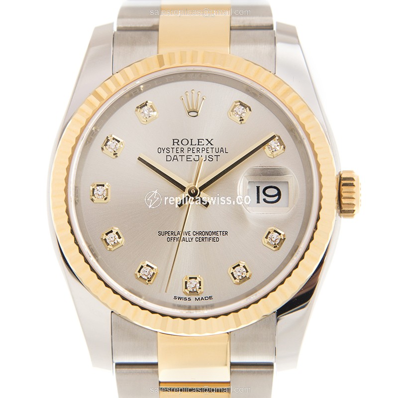 Luxurious Rolex Datejust 116233G Replica in 18kt Gold & Steel, Automatic Movement, Silver Dial Watch