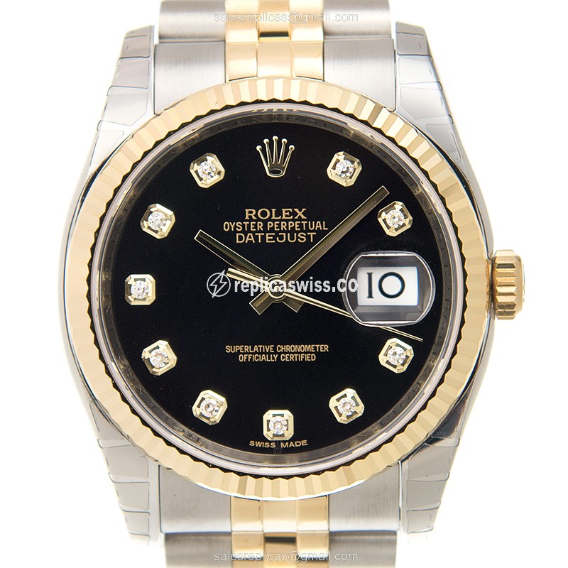 Luxurious Rolex DATEJUST 116233G Replica in 18kt Gold with Black Dial Automatic Movement Watch