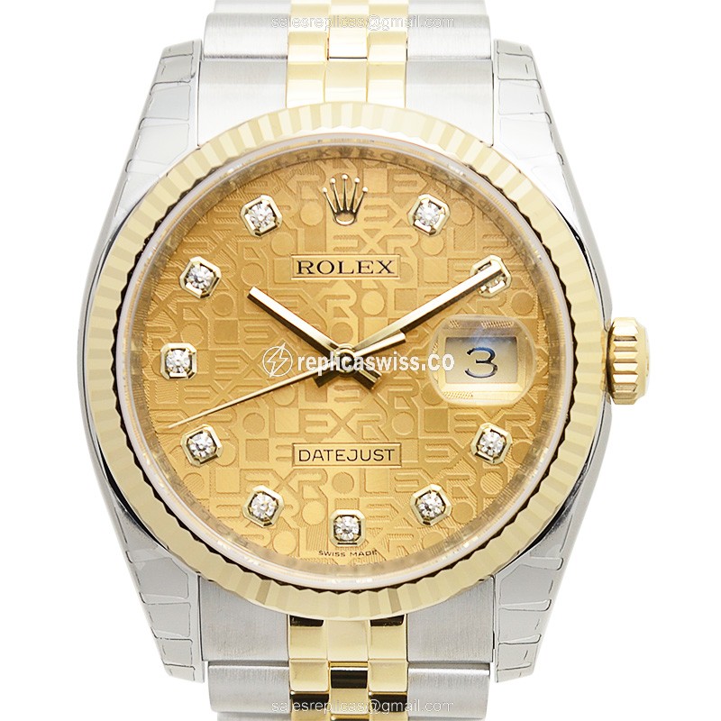 Luxurious Rolex Datejust 116233J Replica in 18kt Gold & Steel, Automatic Movement & Gold Dial Watch