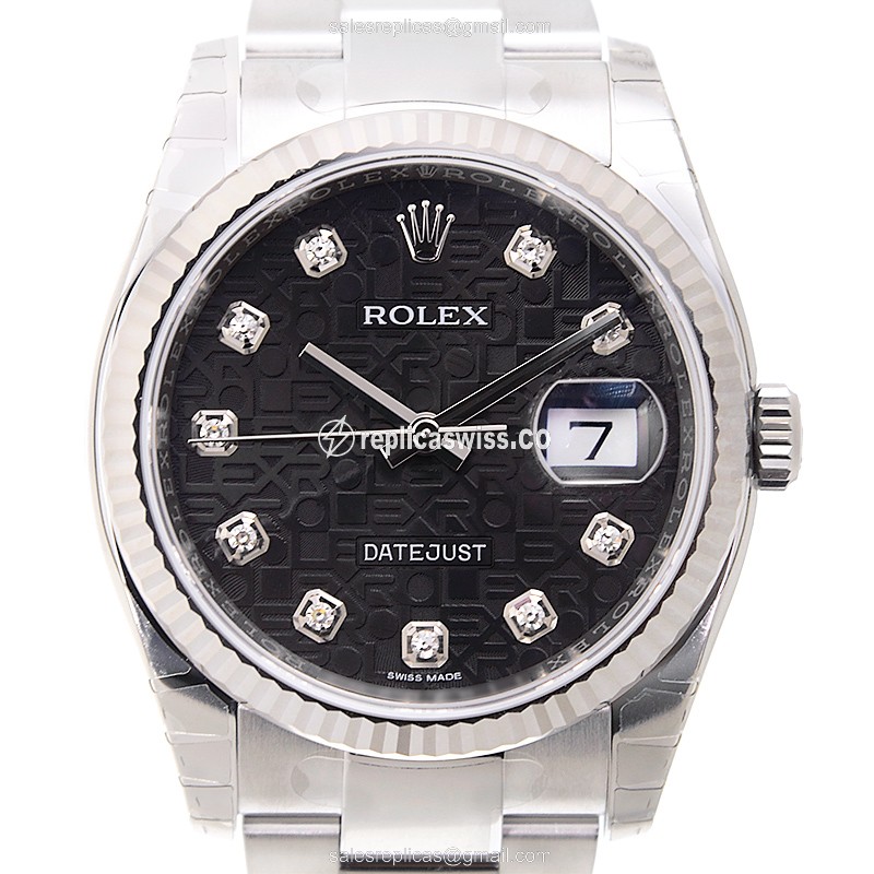 Luxurious Rolex Datejust 116234J Replica, Automatic Movement, Black Dial & 18kt White Gold Case
