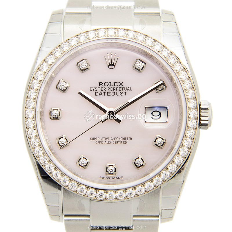 Luxurious Rolex DATEJUST 116244 Replica in 18kt White Gold, Automatic Movement & Pink Dial Watch
