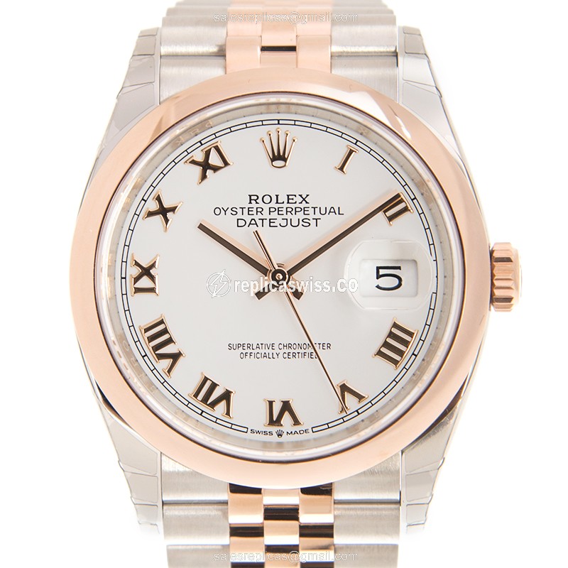 Luxurious Rolex DATEJUST 126201-0015 Replica in 18kt Rose Gold & Steel, Automatic Movement & White