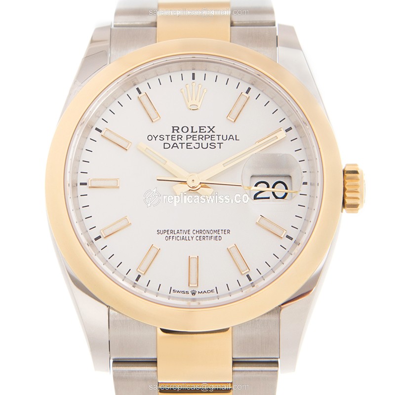Luxurious Rolex DATEJUST 126203-0020 Replica in 18kt Gold Steel with White Dial Automatic